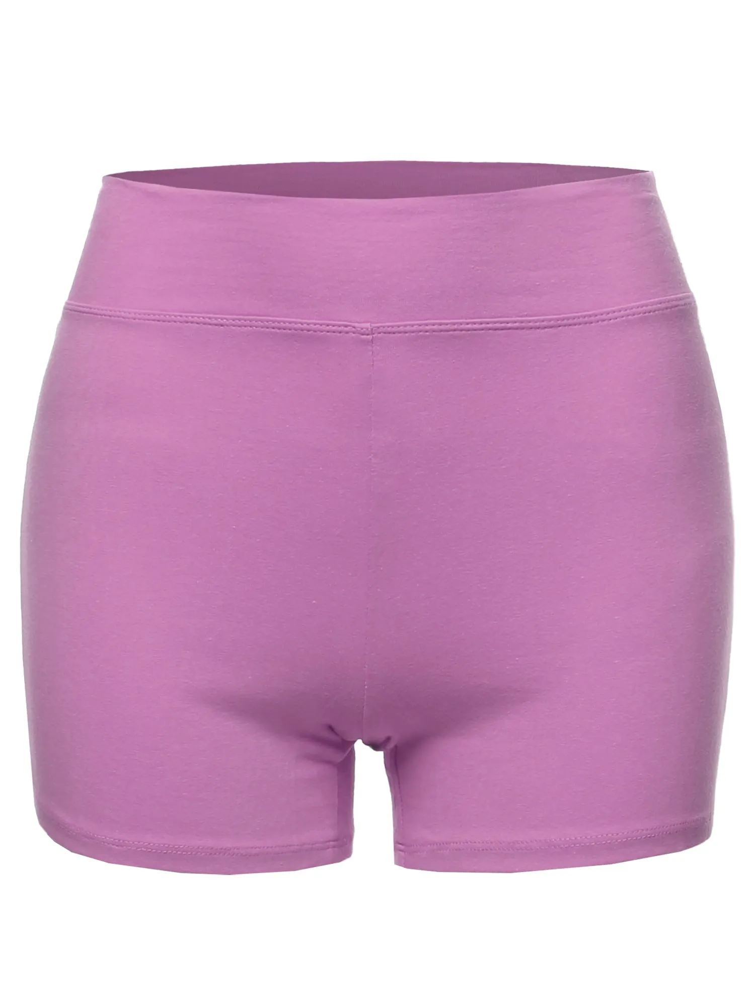 Plus Size Basic Solid Premium Cotton High Rise Bike Shorts