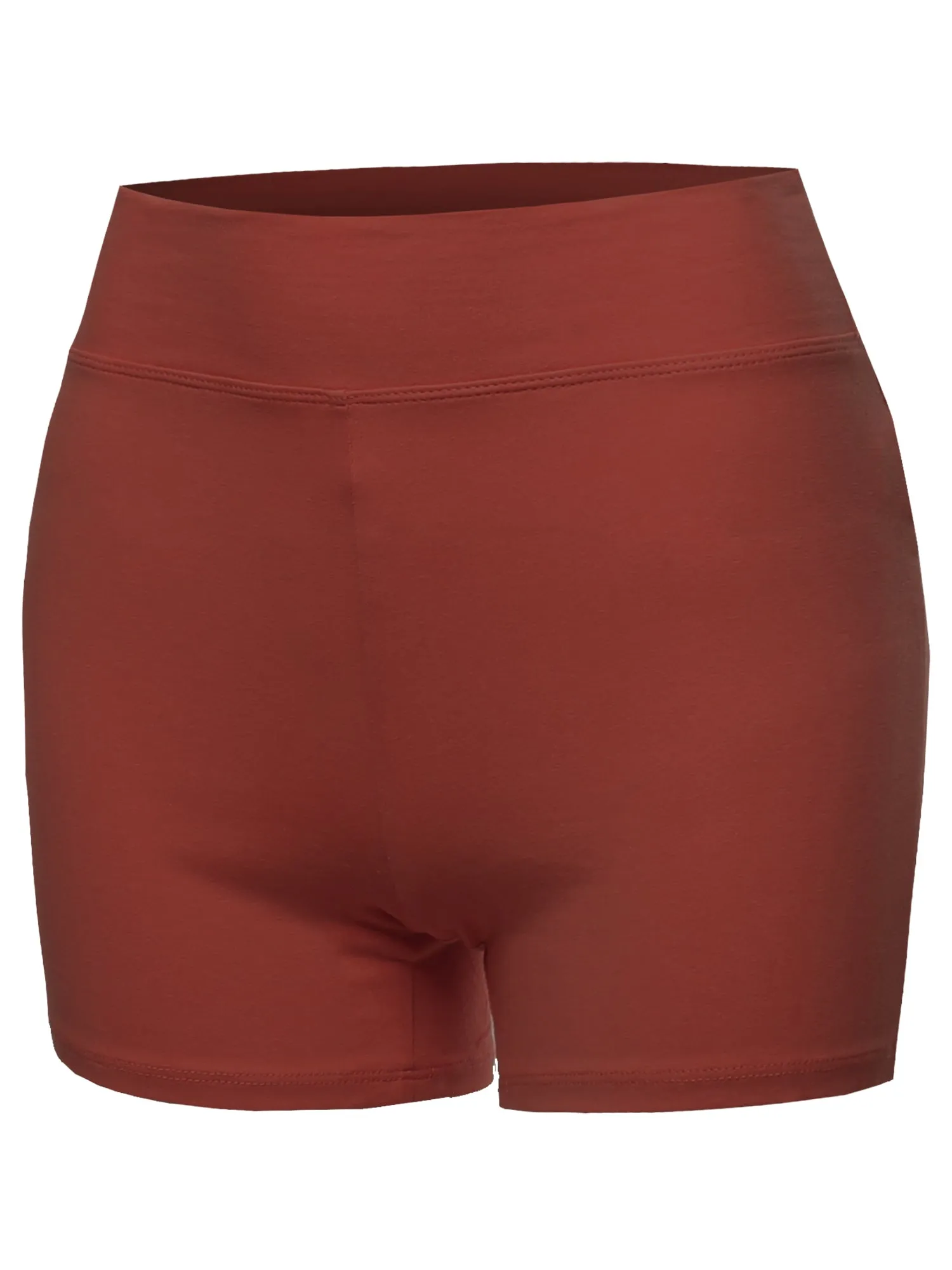 Plus Size Basic Solid Premium Cotton High Rise Bike Shorts