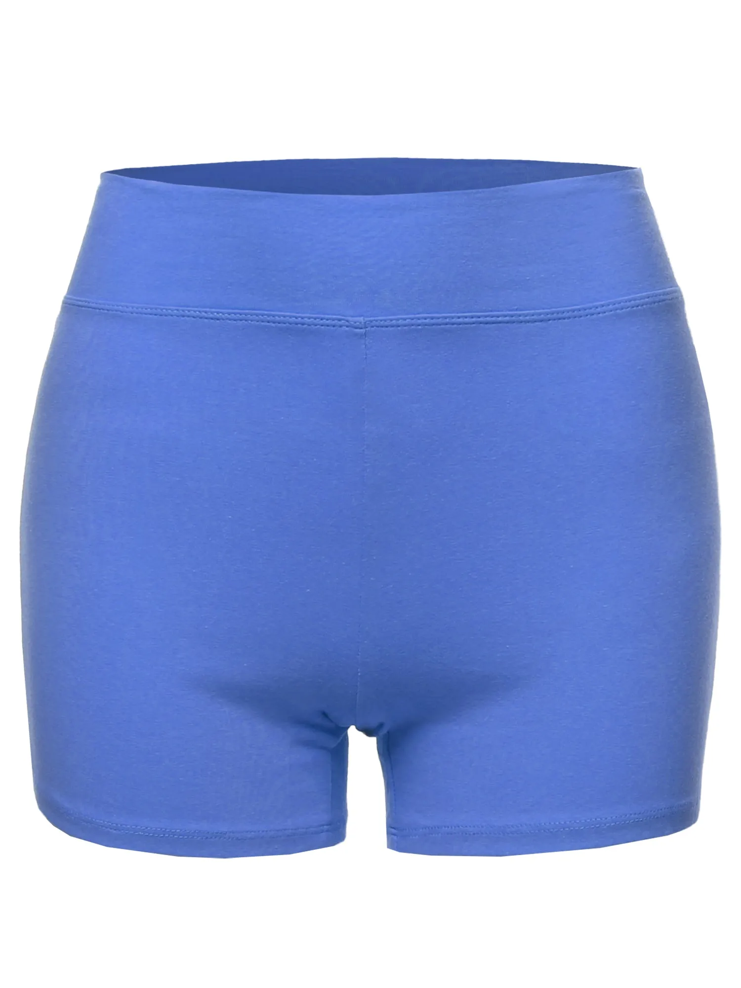 Plus Size Basic Solid Premium Cotton High Rise Bike Shorts