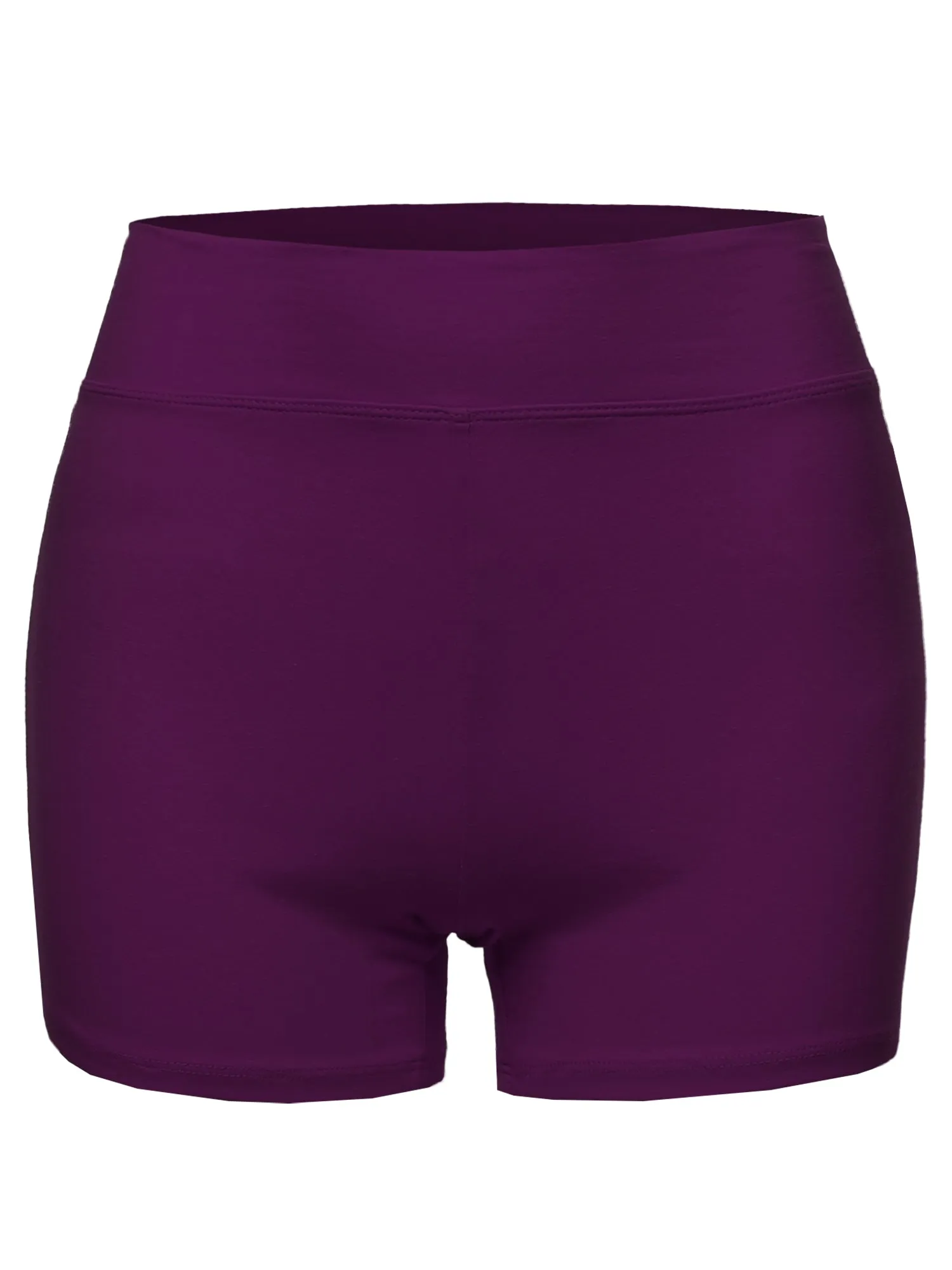 Plus Size Basic Solid Premium Cotton High Rise Bike Shorts