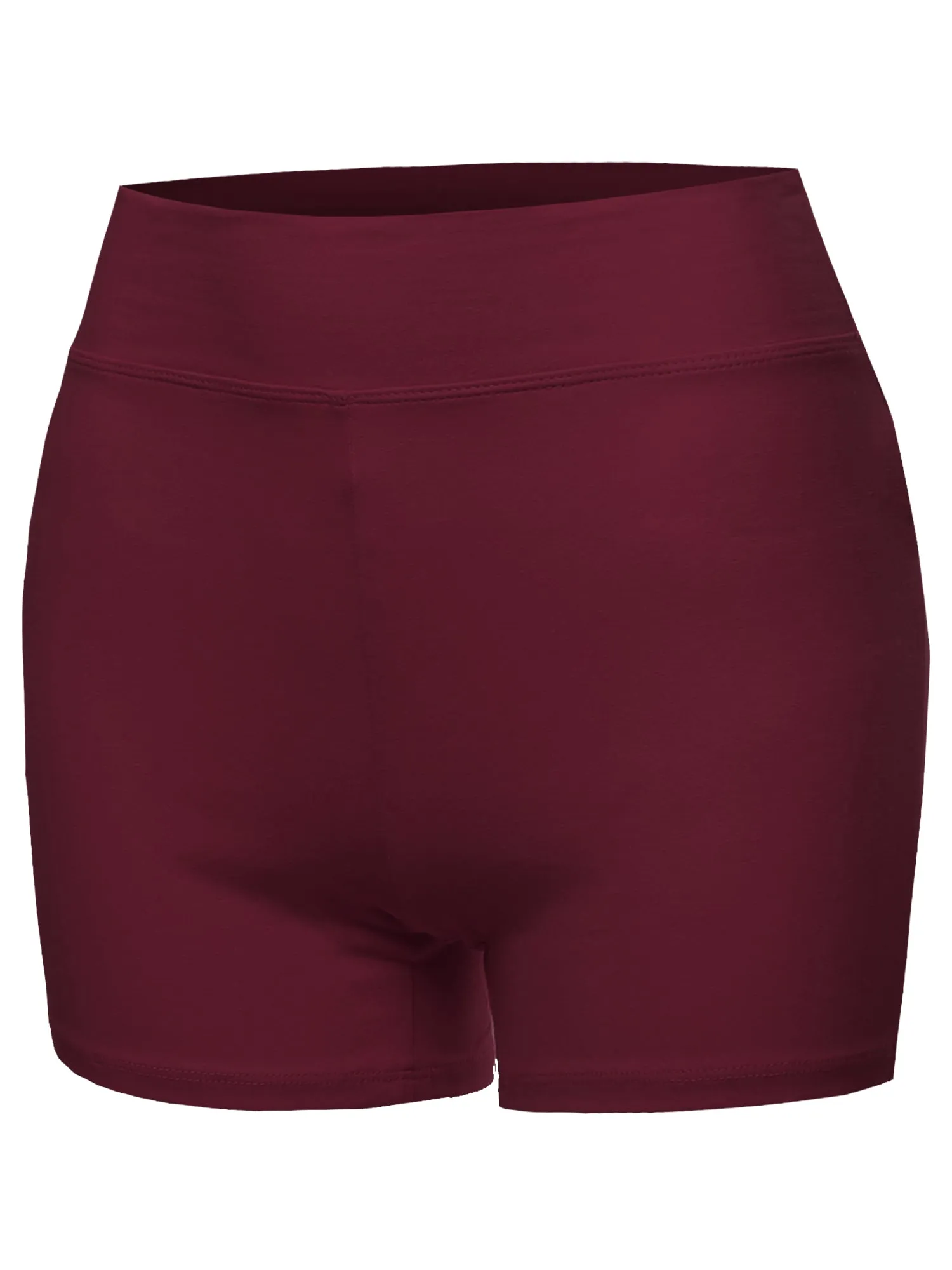 Plus Size Basic Solid Premium Cotton High Rise Bike Shorts
