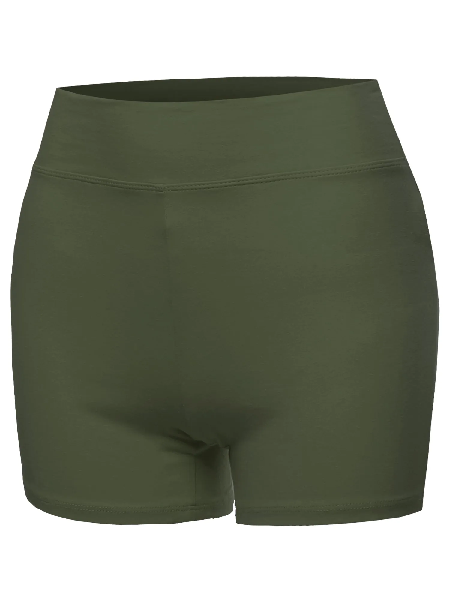 Plus Size Basic Solid Premium Cotton High Rise Bike Shorts