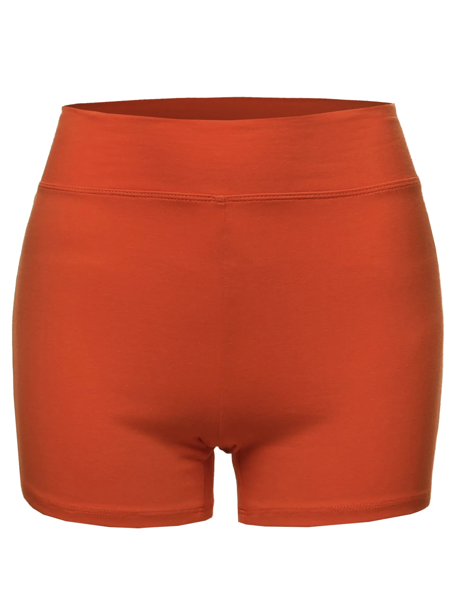 Plus Size Basic Solid Premium Cotton High Rise Bike Shorts