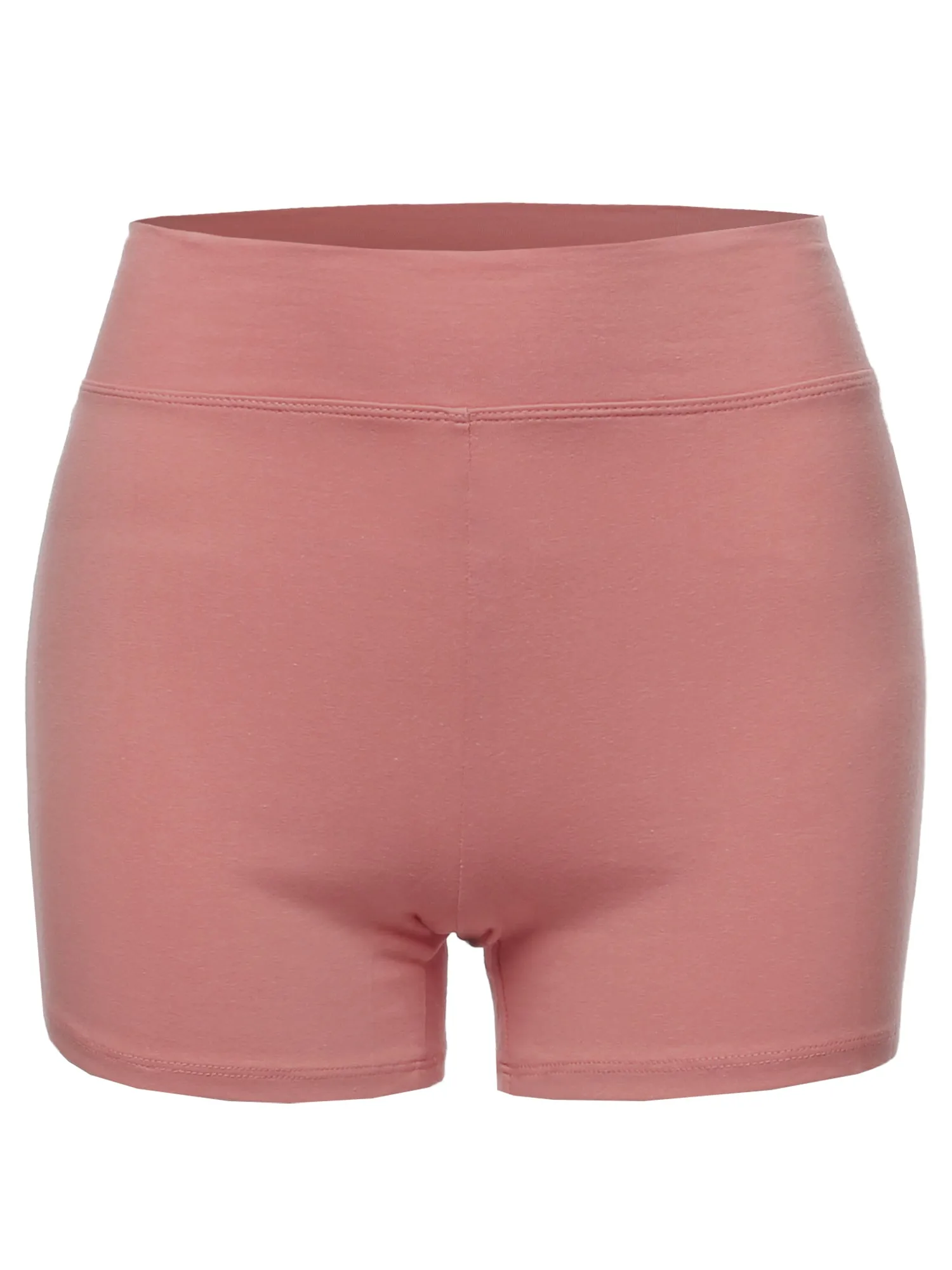 Plus Size Basic Solid Premium Cotton High Rise Bike Shorts