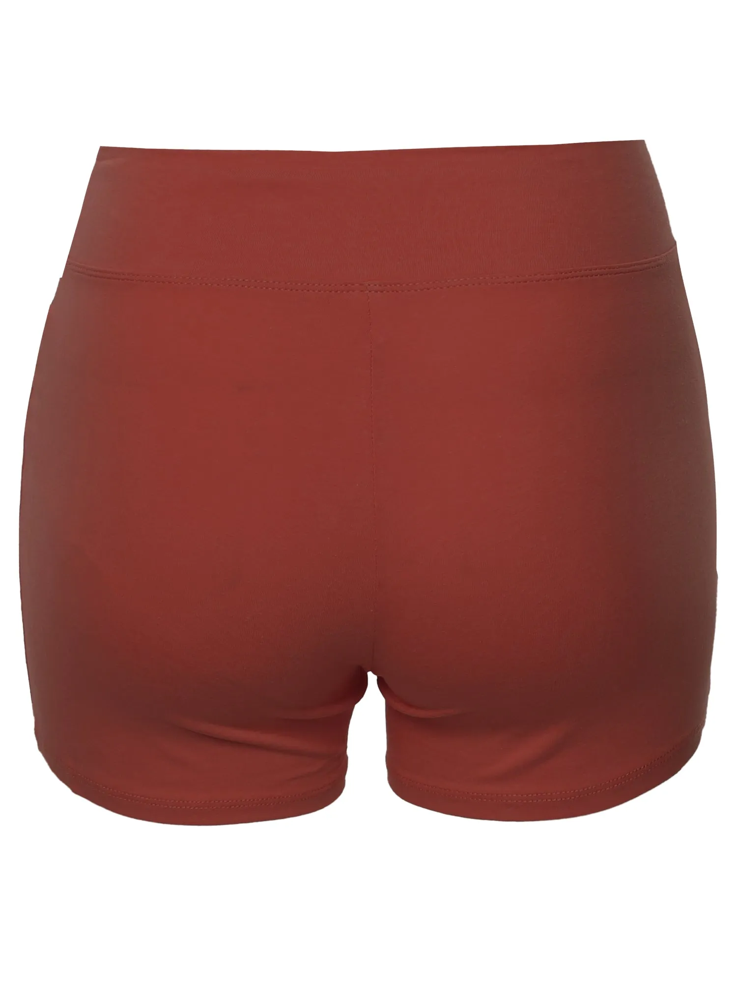 Plus Size Basic Solid Premium Cotton High Rise Bike Shorts