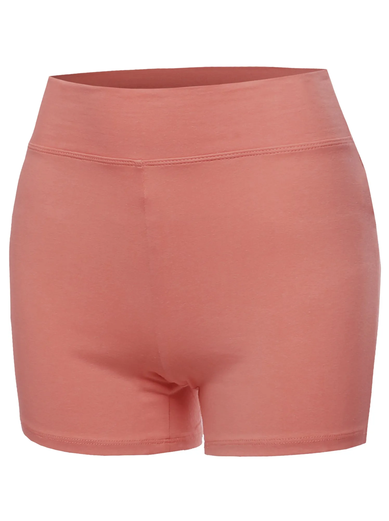 Plus Size Basic Solid Premium Cotton High Rise Bike Shorts