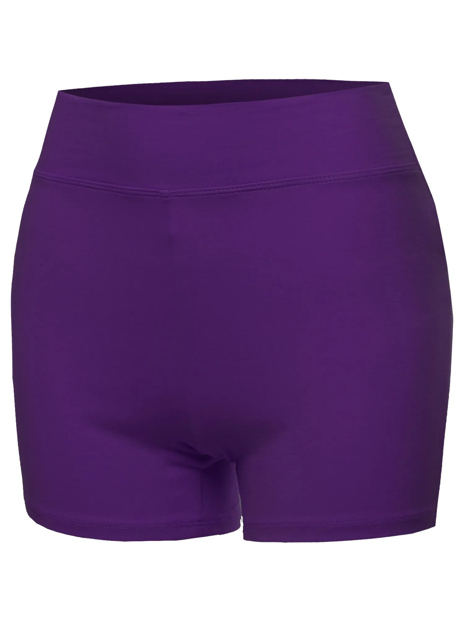 Plus Size Basic Solid Premium Cotton High Rise Bike Shorts