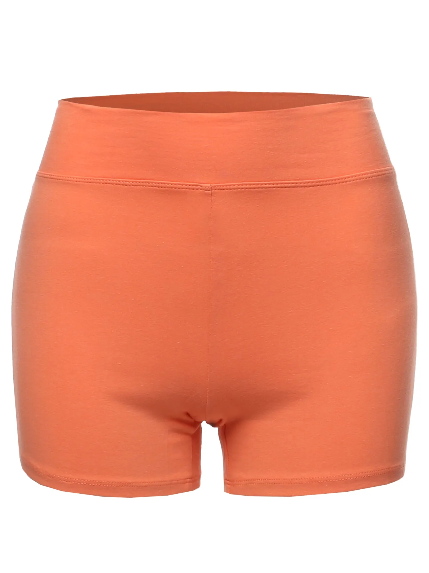 Plus Size Basic Solid Premium Cotton High Rise Bike Shorts