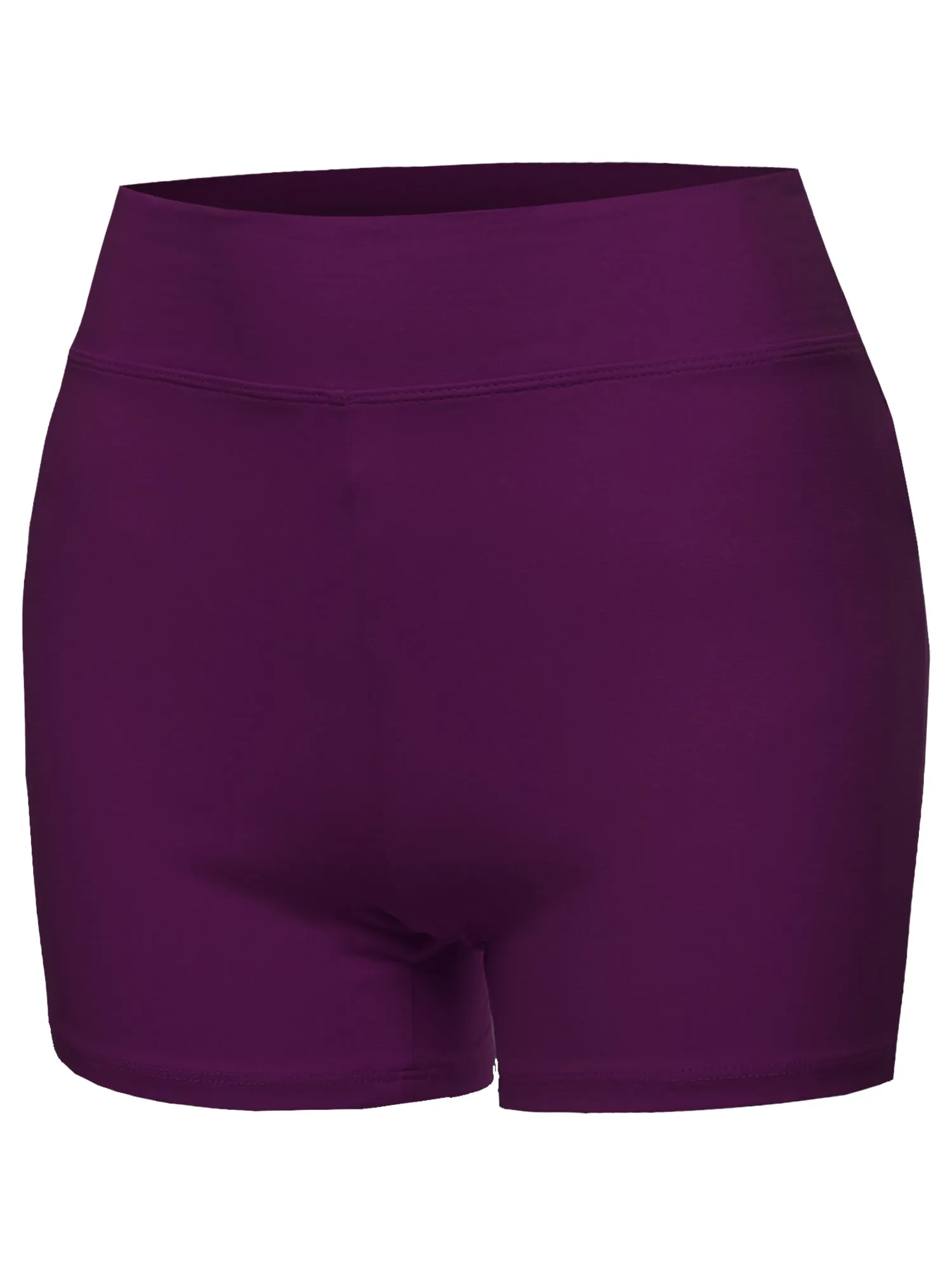 Plus Size Basic Solid Premium Cotton High Rise Bike Shorts
