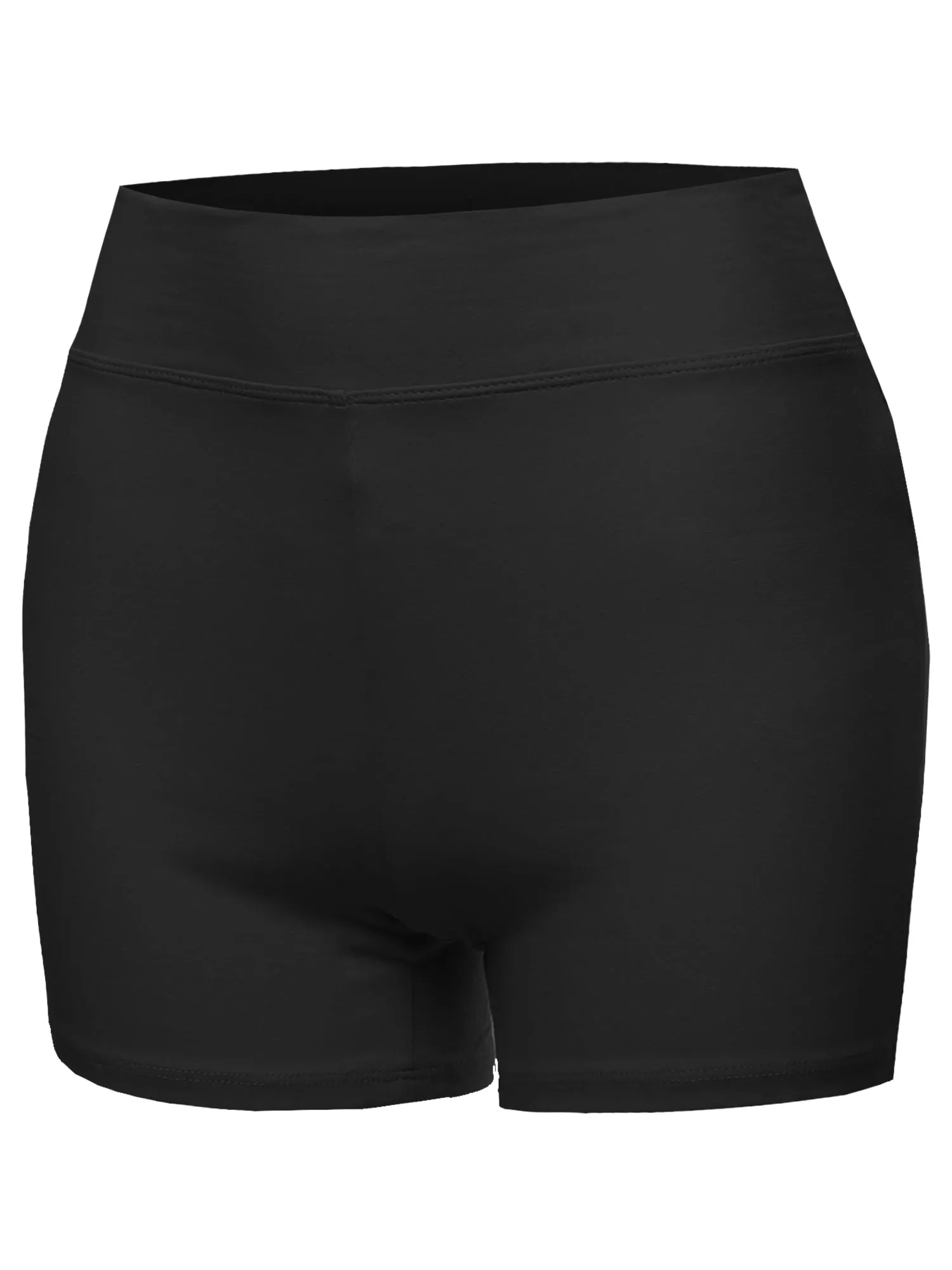 Plus Size Basic Solid Premium Cotton High Rise Bike Shorts