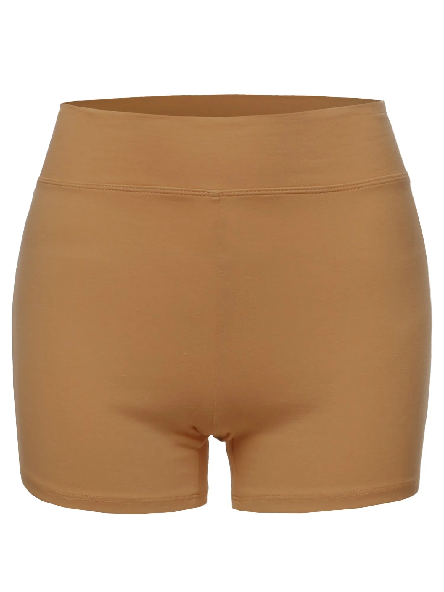 Plus Size Basic Solid Premium Cotton High Rise Bike Shorts