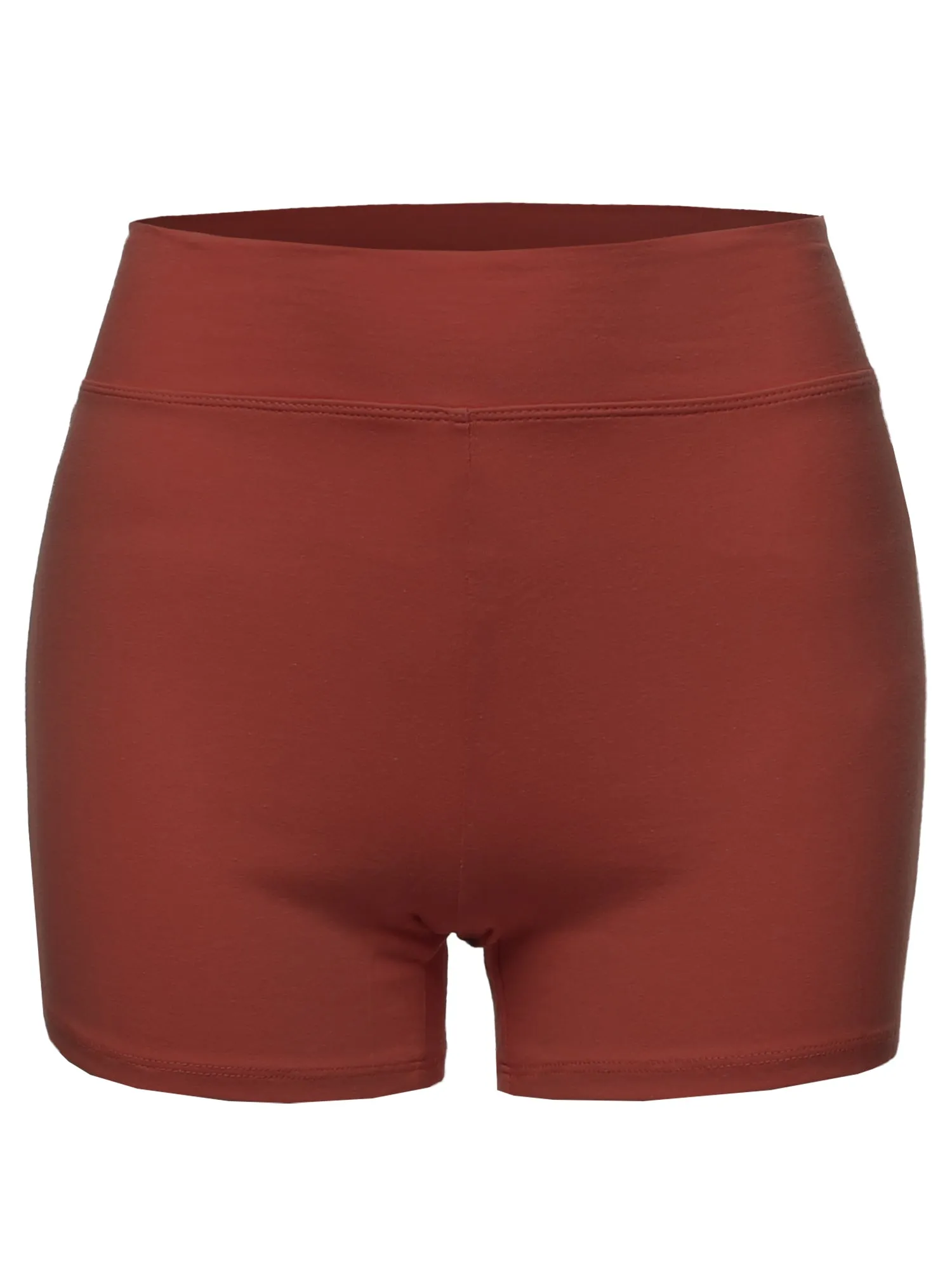 Plus Size Basic Solid Premium Cotton High Rise Bike Shorts