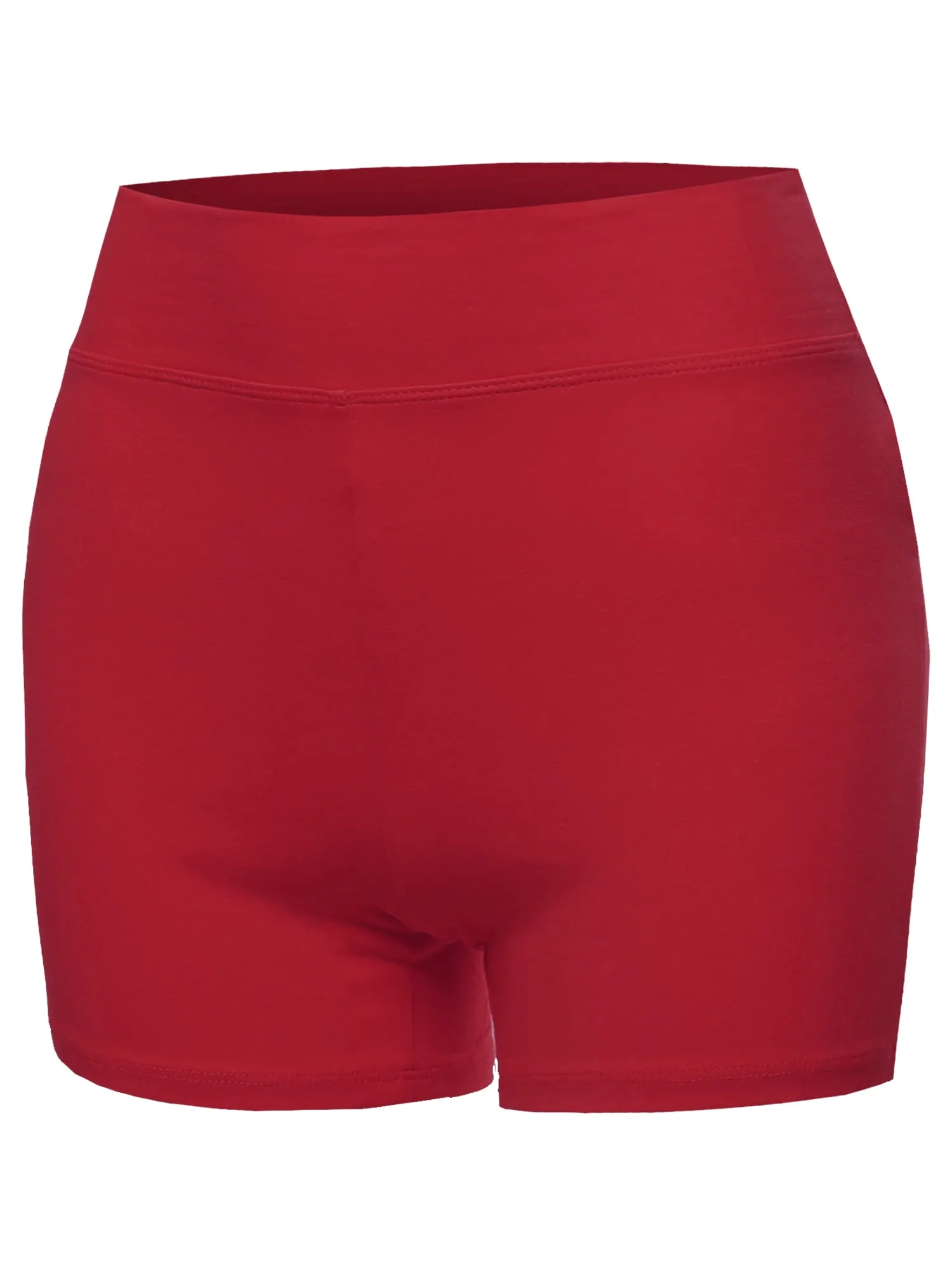 Plus Size Basic Solid Premium Cotton High Rise Bike Shorts