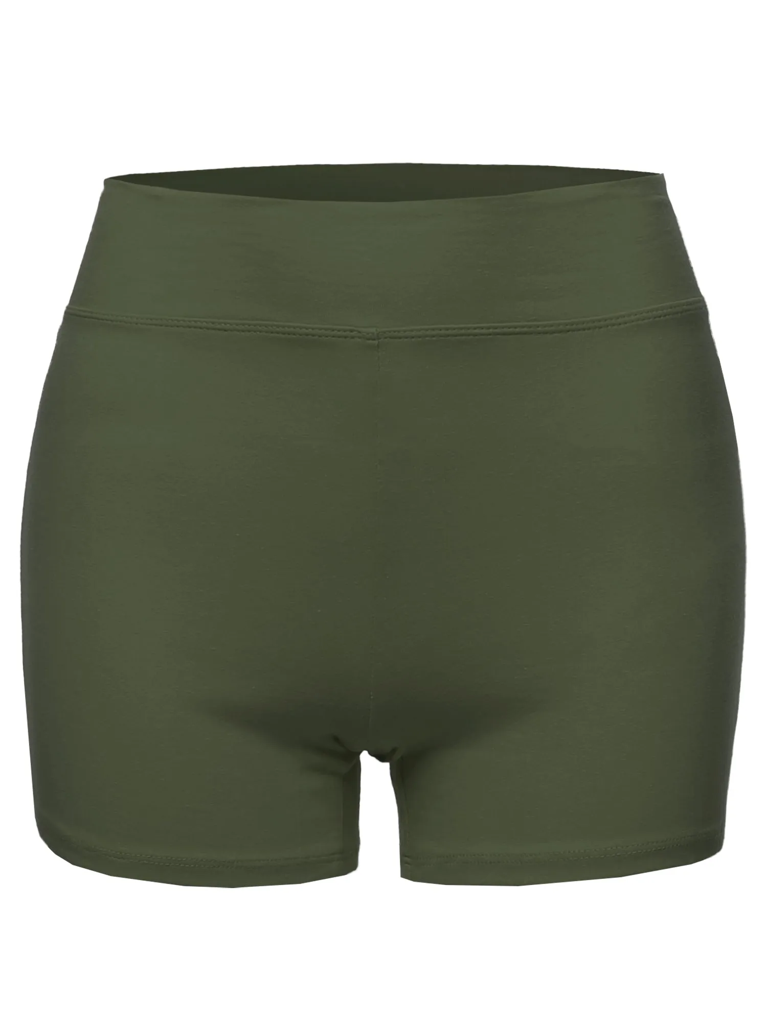 Plus Size Basic Solid Premium Cotton High Rise Bike Shorts