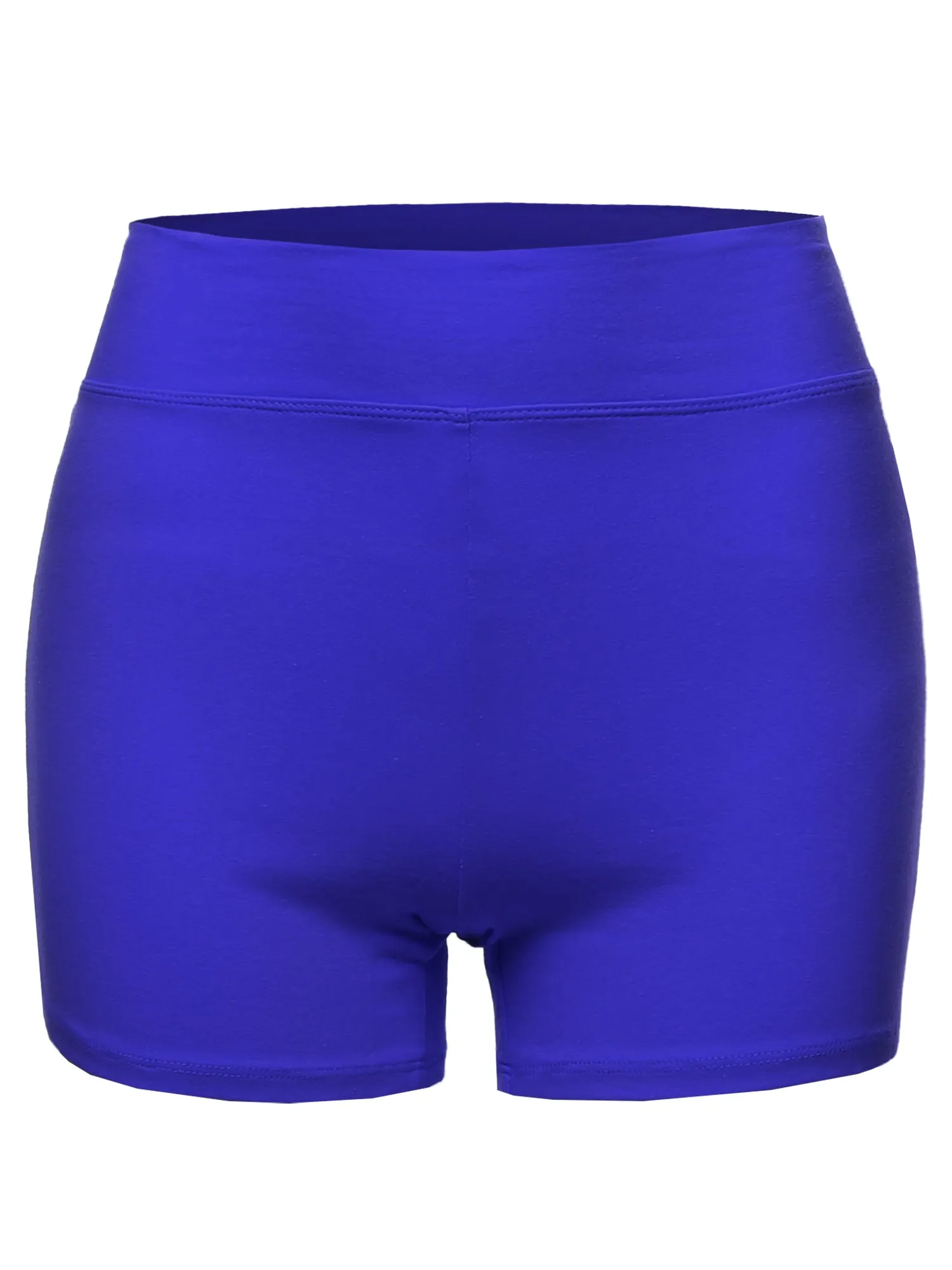 Plus Size Basic Solid Premium Cotton High Rise Bike Shorts
