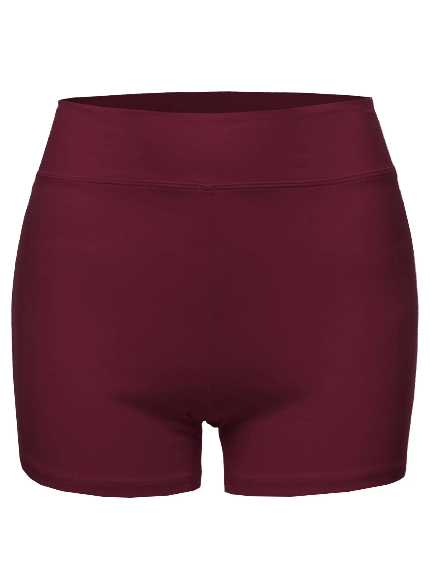 Plus Size Basic Solid Premium Cotton High Rise Bike Shorts