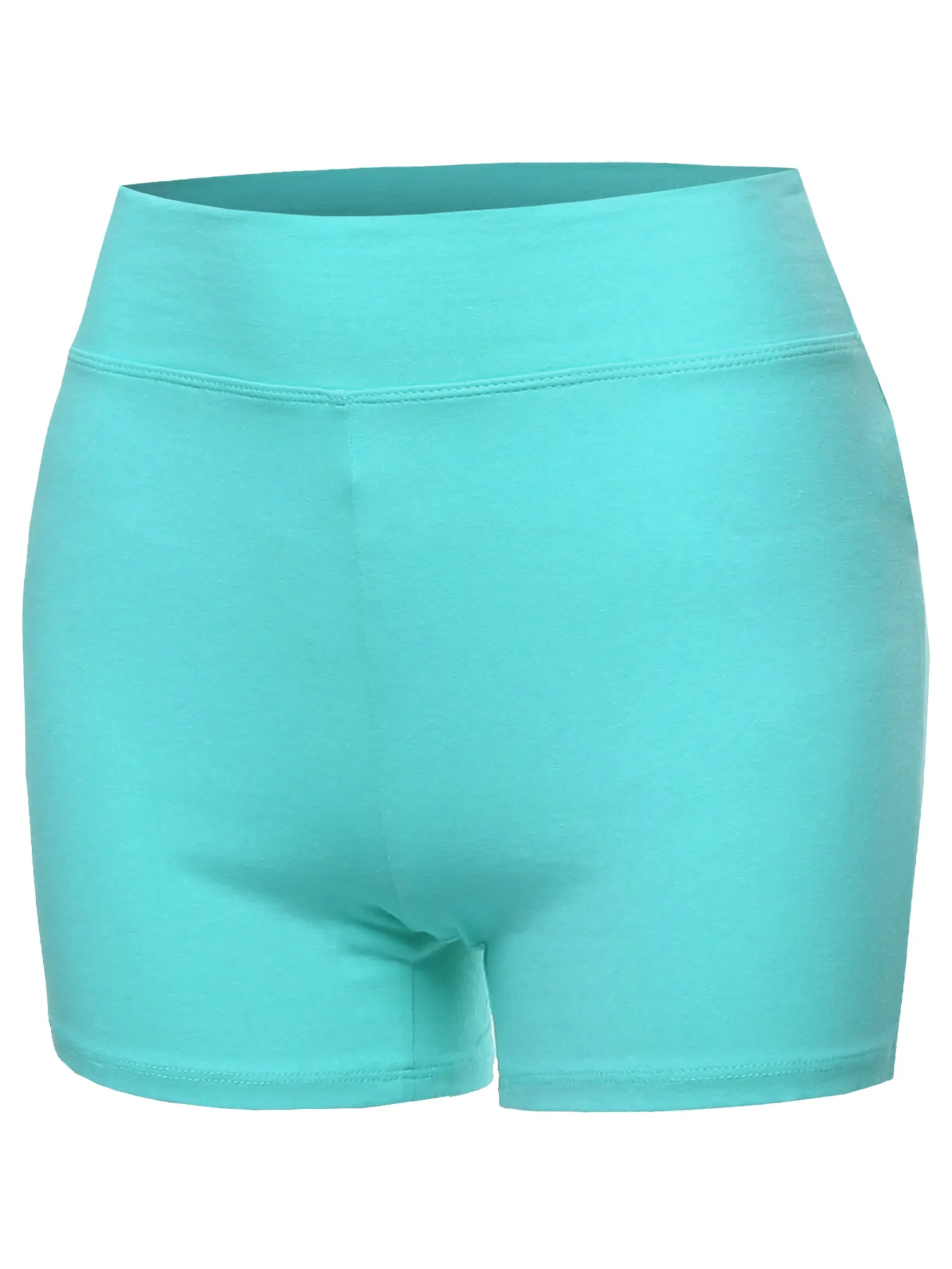 Plus Size Basic Solid Premium Cotton High Rise Bike Shorts