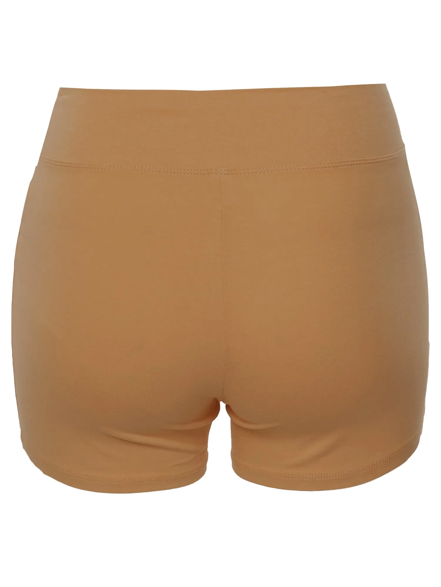 Plus Size Basic Solid Premium Cotton High Rise Bike Shorts