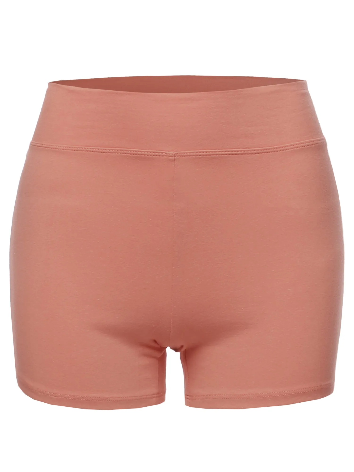 Plus Size Basic Solid Premium Cotton High Rise Bike Shorts