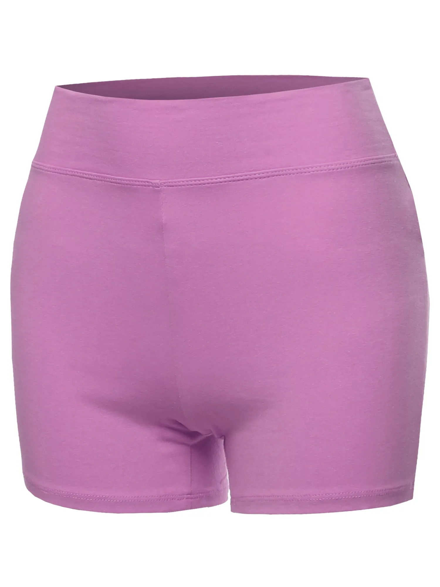 Plus Size Basic Solid Premium Cotton High Rise Bike Shorts