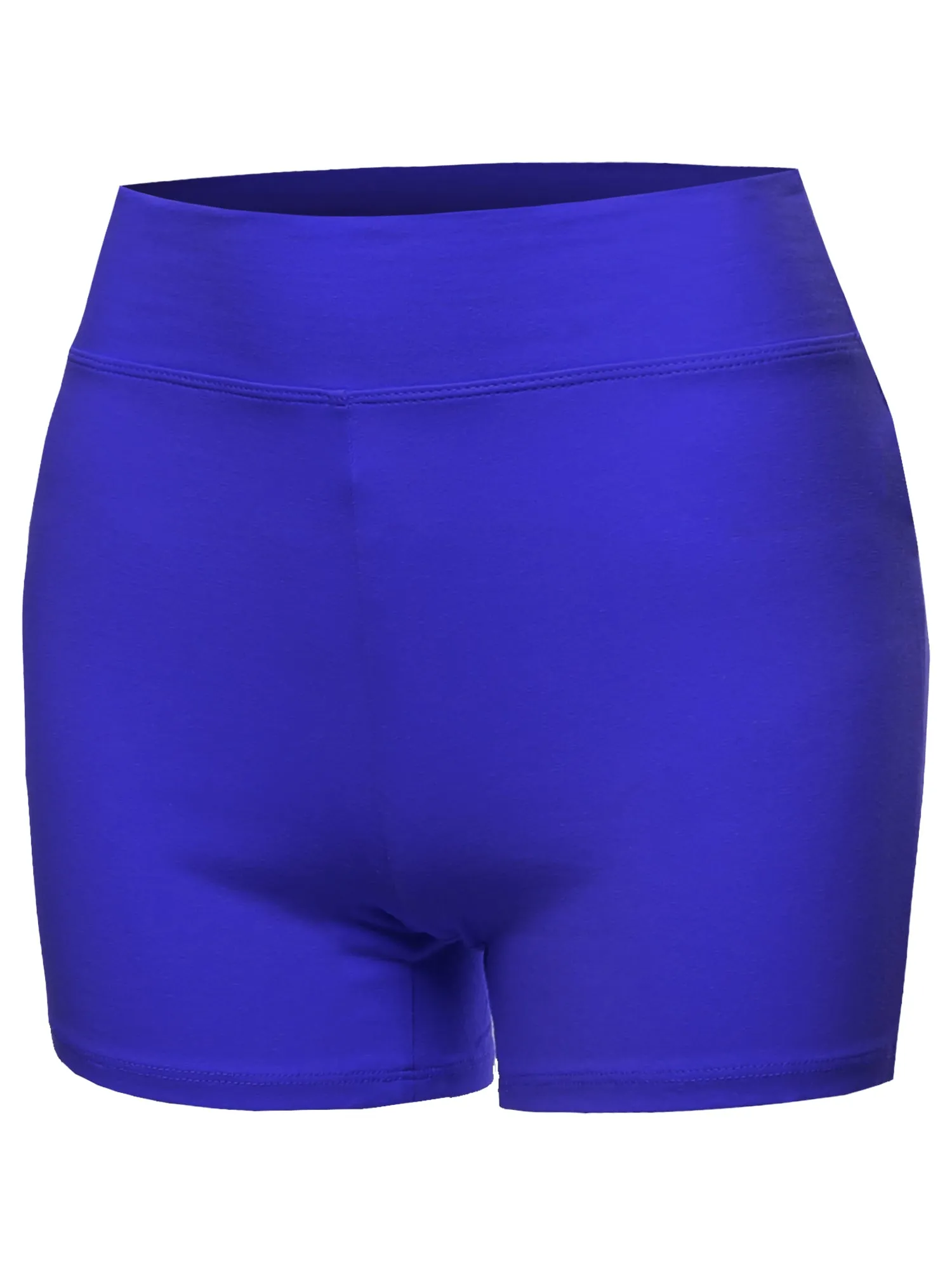 Plus Size Basic Solid Premium Cotton High Rise Bike Shorts