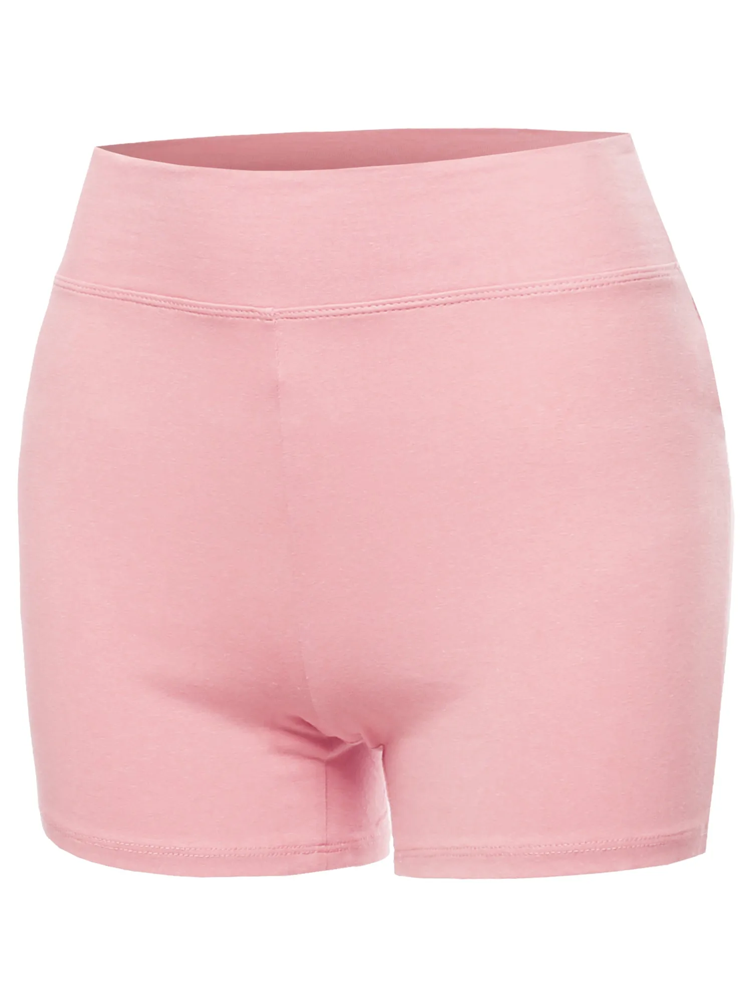 Plus Size Basic Solid Premium Cotton High Rise Bike Shorts