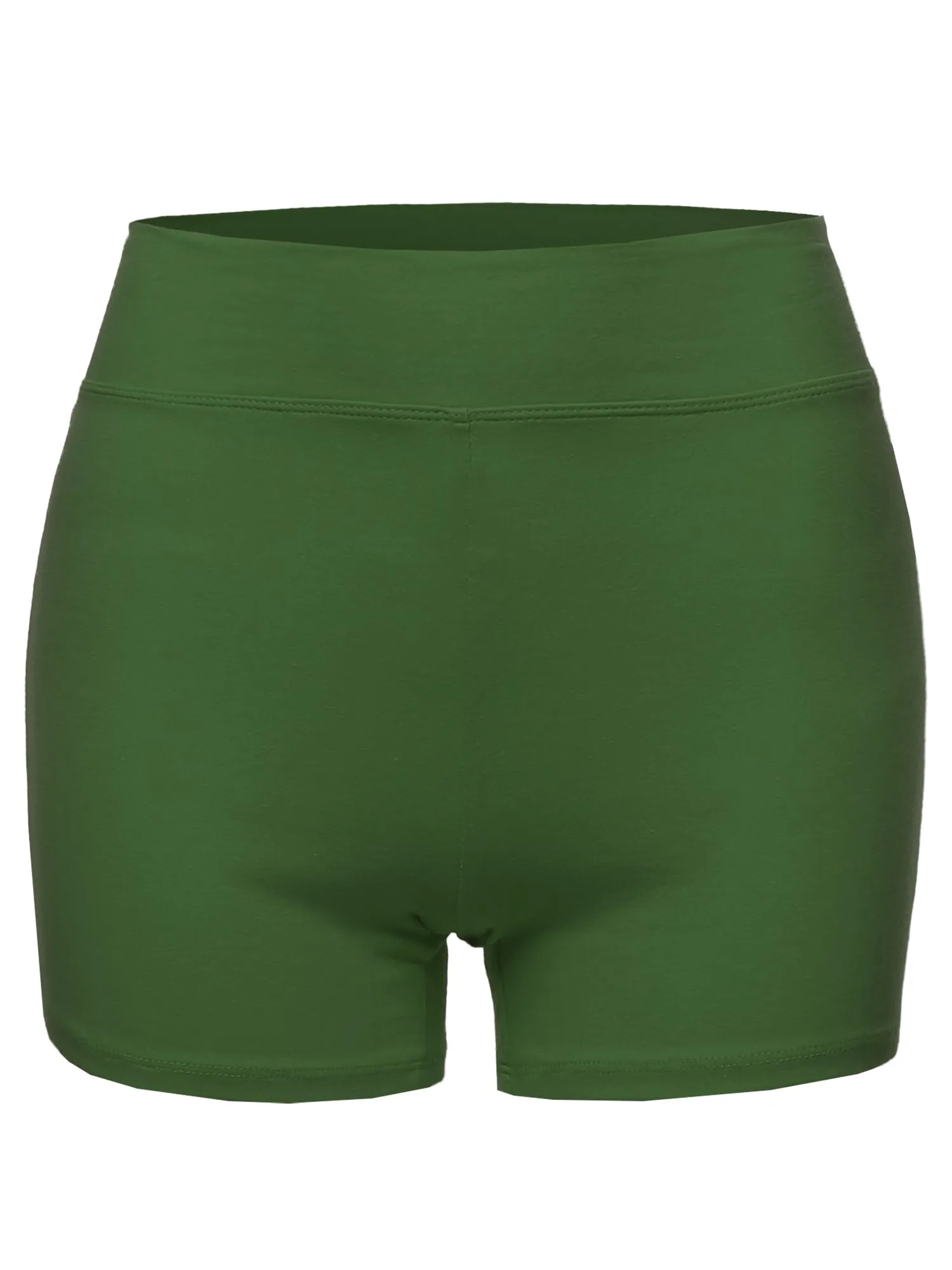Plus Size Basic Solid Premium Cotton High Rise Bike Shorts