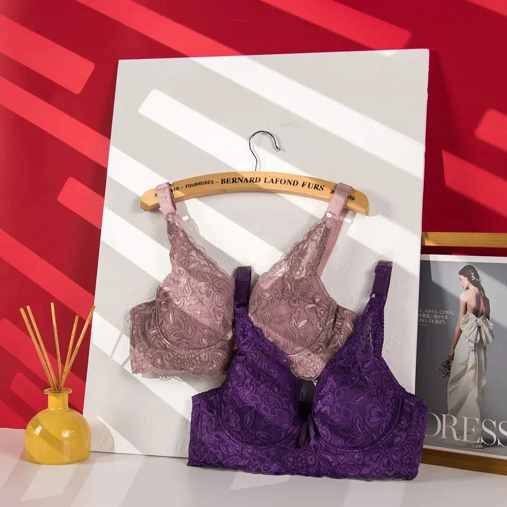 Plus Sizes Underwire Lace Wide Shoulder Straps Push Up Bras