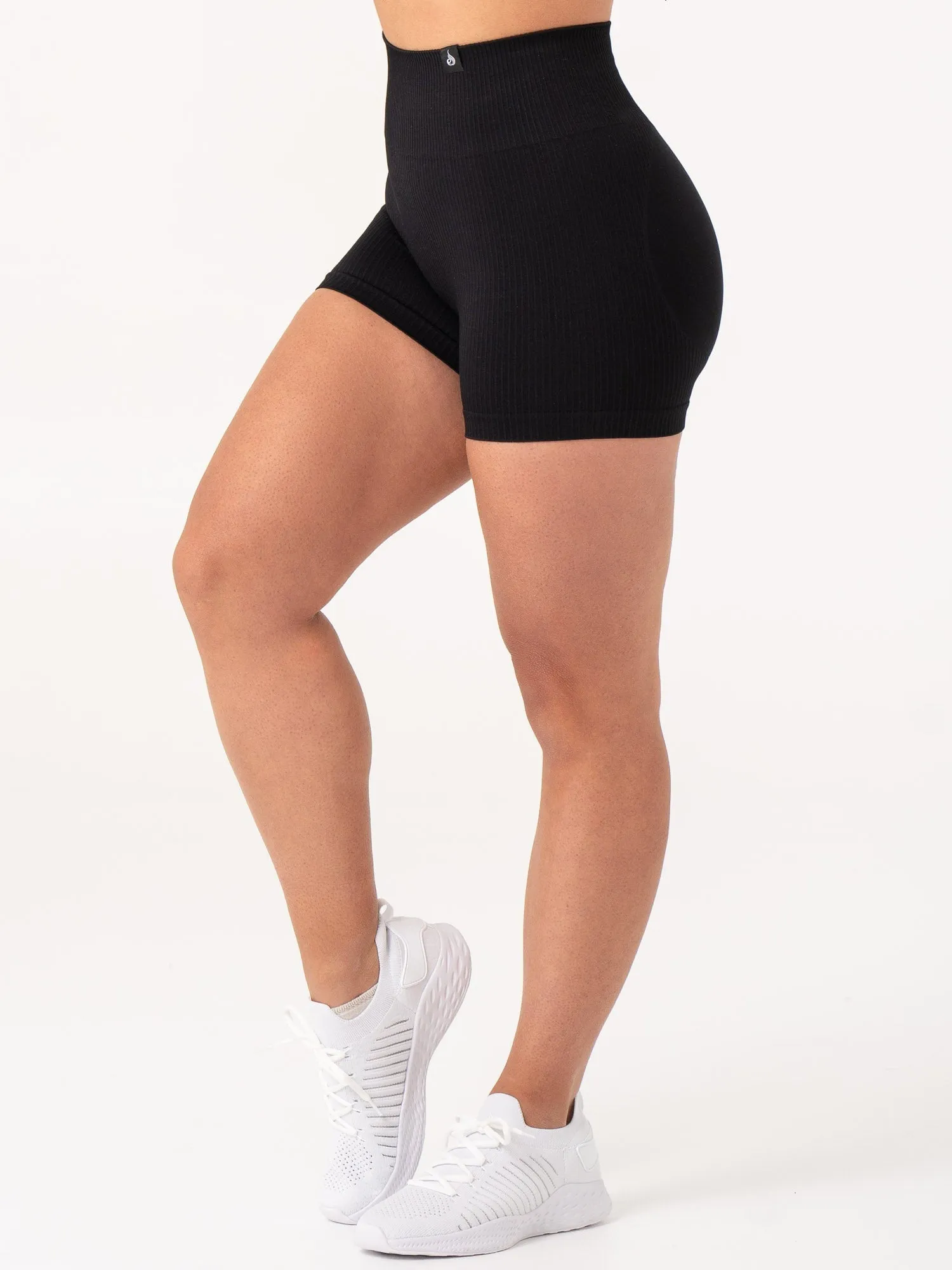 Rib Scrunch Seamless Shorts - Black