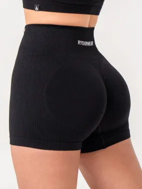 Rib Scrunch Seamless Shorts - Black