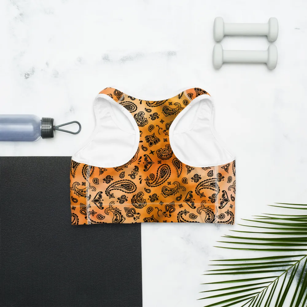 ROYAL ICONIC | OG Candy Bandana Tie Dye Paisley Cloud Dye Sports Bra Gold Sienna Orange