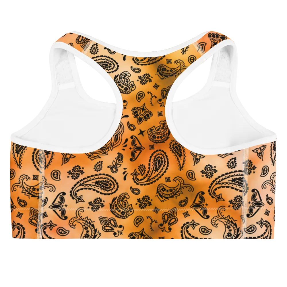 ROYAL ICONIC | OG Candy Bandana Tie Dye Paisley Cloud Dye Sports Bra Gold Sienna Orange