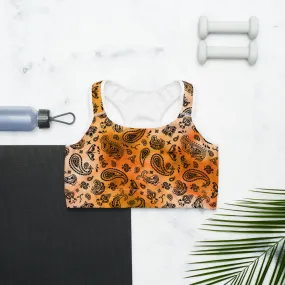 ROYAL ICONIC | OG Candy Bandana Tie Dye Paisley Cloud Dye Sports Bra Gold Sienna Orange