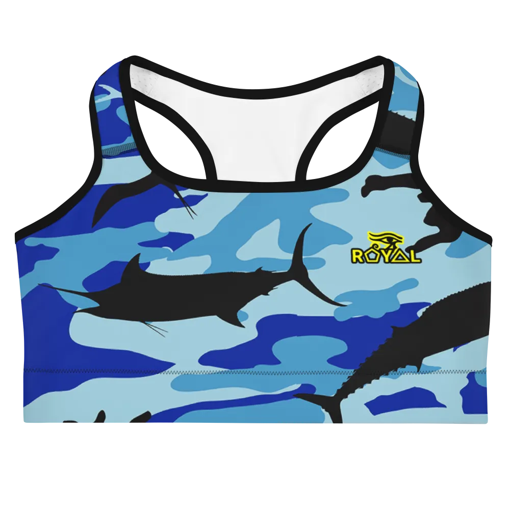 ROYAL. |  Urban Resort | FUTURE TRIBE Eye of Ra Fashion Sports Bra CAMO NEON 2 BLUE ATLANTIS