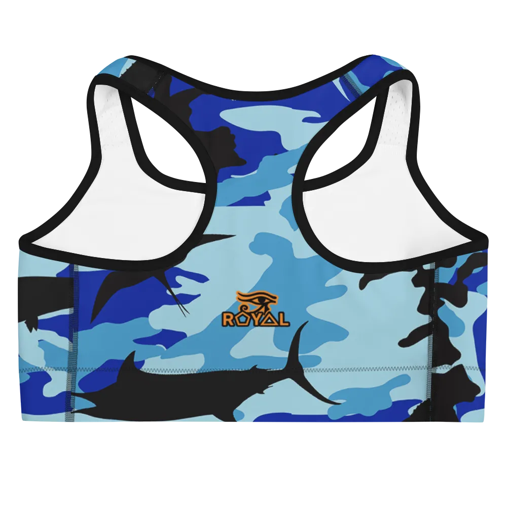 ROYAL. |  Urban Resort | FUTURE TRIBE Eye of Ra Fashion Sports Bra CAMO NEON 2 BLUE ATLANTIS