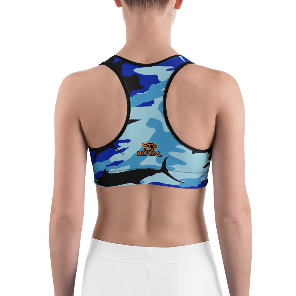 ROYAL. |  Urban Resort | FUTURE TRIBE Eye of Ra Fashion Sports Bra CAMO NEON 2 BLUE ATLANTIS