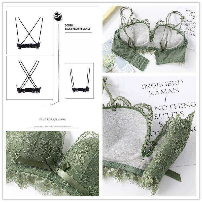 Sexy Lace Bralette Push Up Bras Wireless Soft Black Butterfly Bra