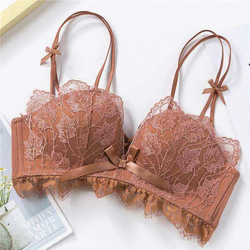 Sexy Lace Bralette Push Up Bras Wireless Soft Black Butterfly Bra
