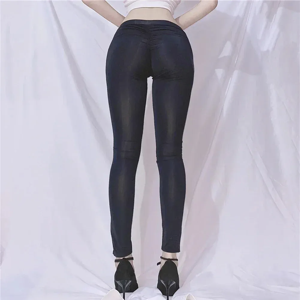 Sexy Transparent Leggings Pantyhose High Elastic Sheer Yoga Trousers for Women