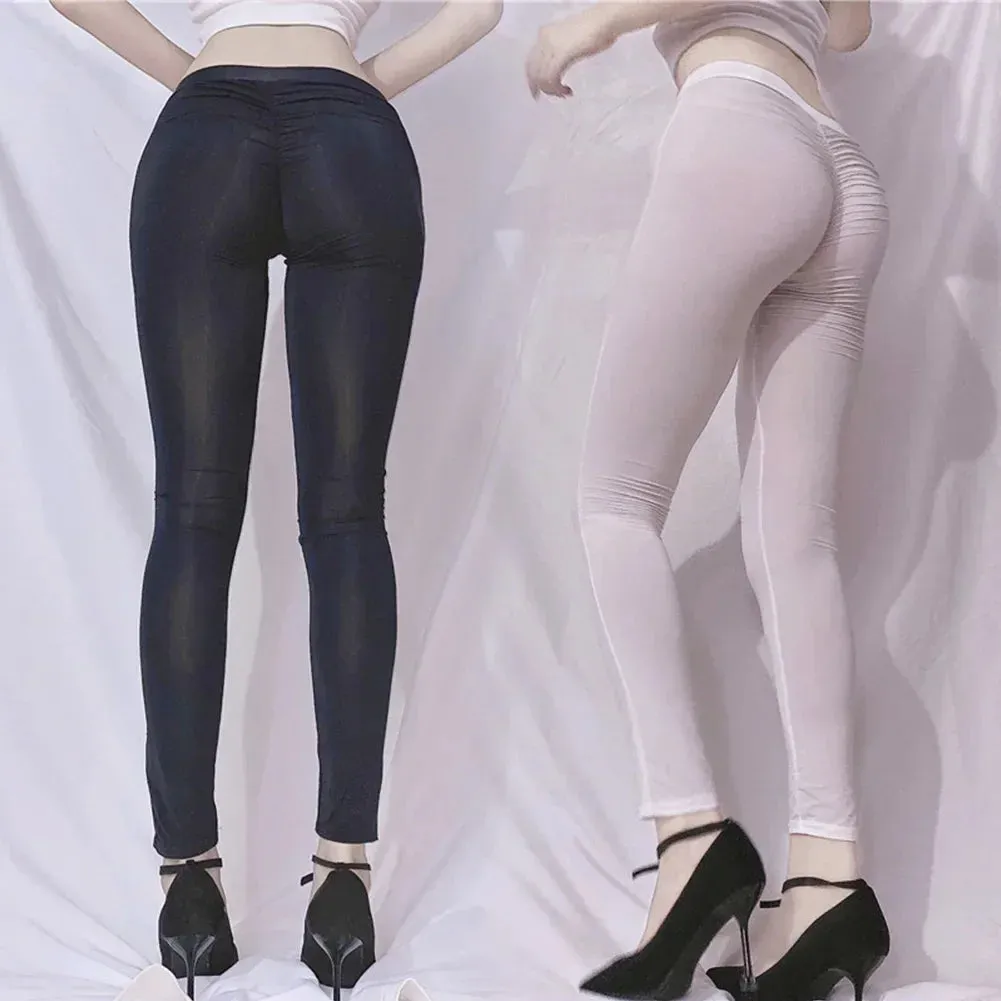 Sexy Transparent Leggings Pantyhose High Elastic Sheer Yoga Trousers for Women