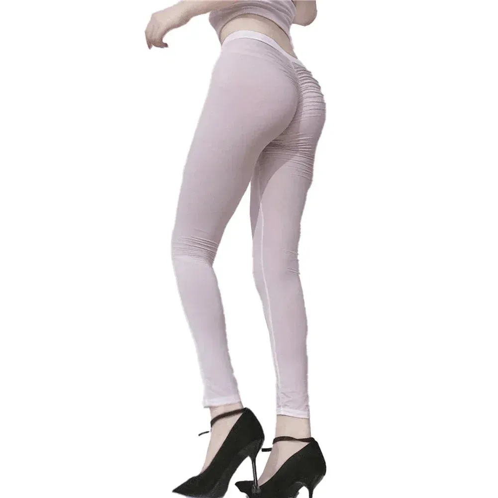 Sexy Transparent Leggings Pantyhose High Elastic Sheer Yoga Trousers for Women