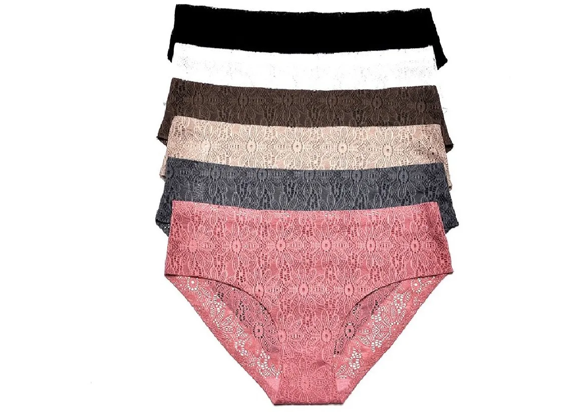 Sheer Floral & Lace Full Coverage Panties