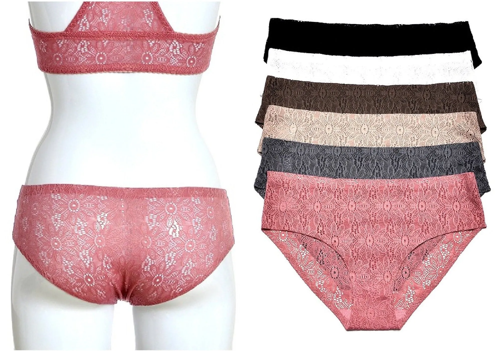 Sheer Floral & Lace Full Coverage Panties
