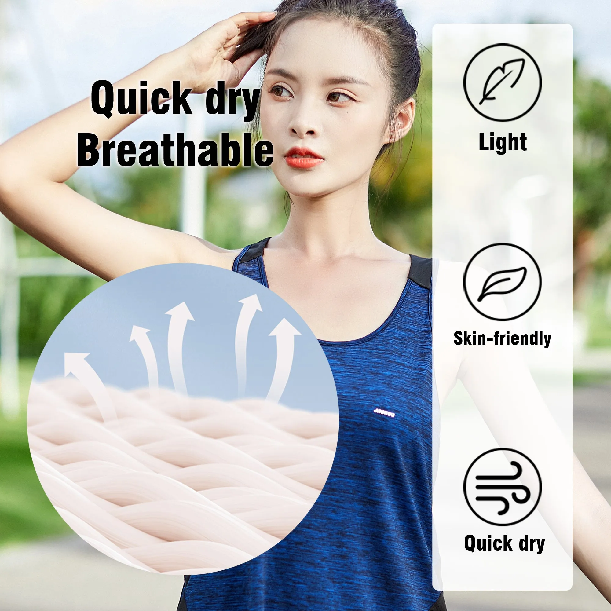 Sidiou Gruop Anniou Sleeveless Workout Tank Tops for Women Gym  Breathable Running Tops Sun Protection Yoga Sport Vest