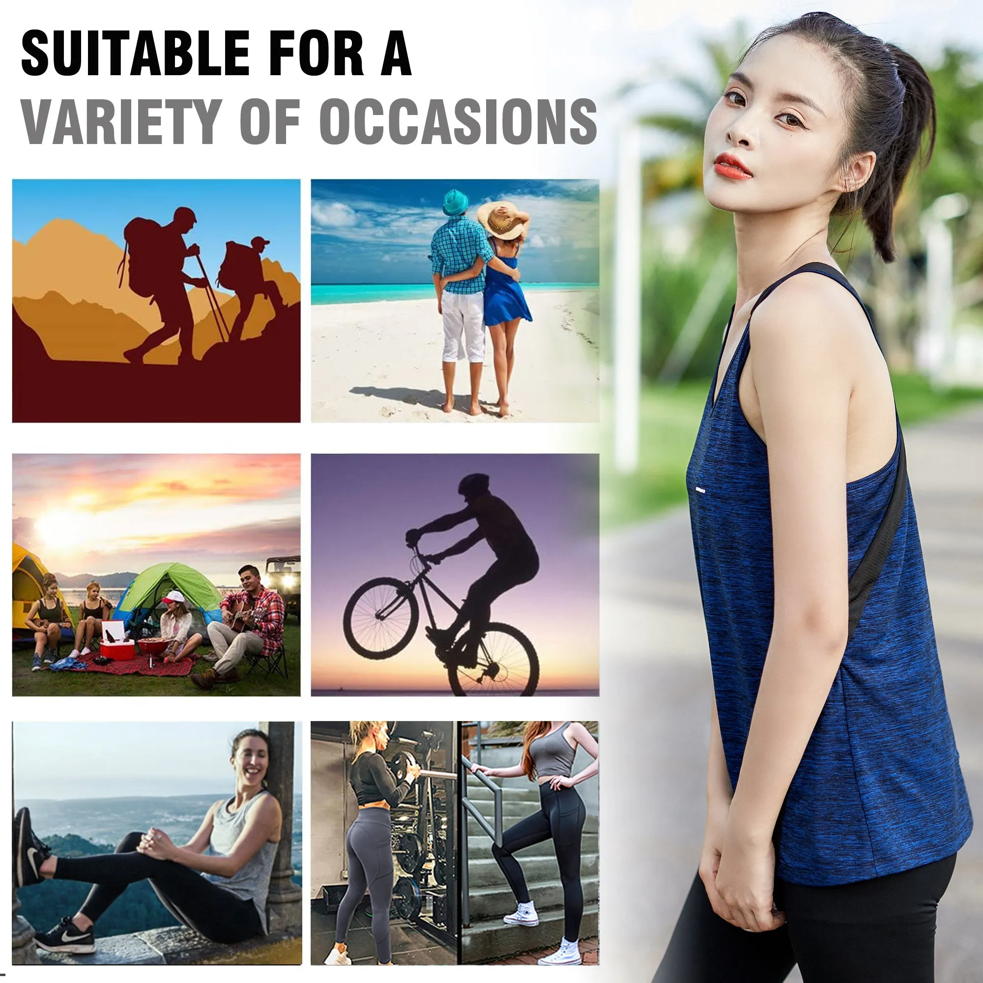 Sidiou Gruop Anniou Sleeveless Workout Tank Tops for Women Gym  Breathable Running Tops Sun Protection Yoga Sport Vest