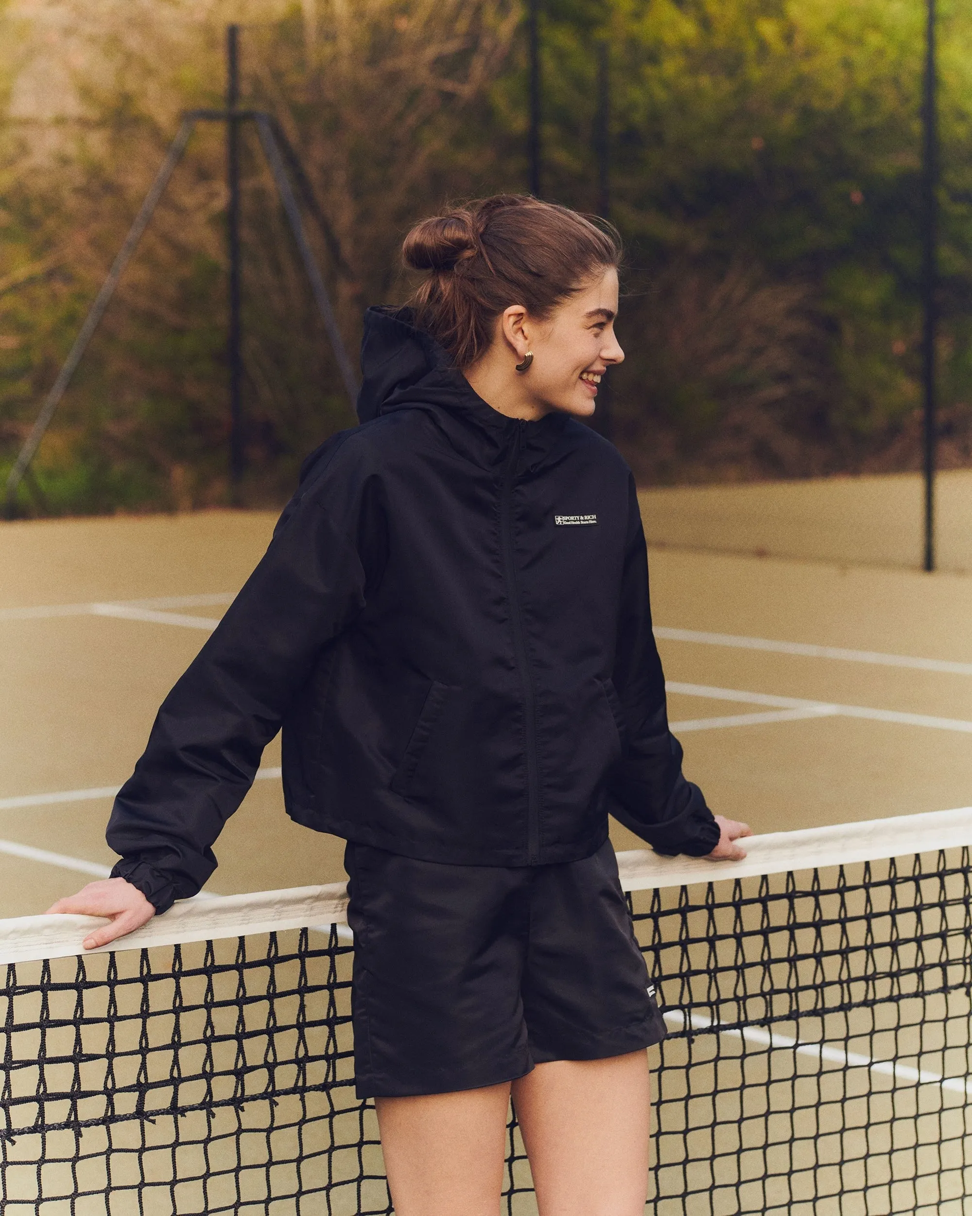 Sporty & Rich Good Health Nylon Shorts in Black