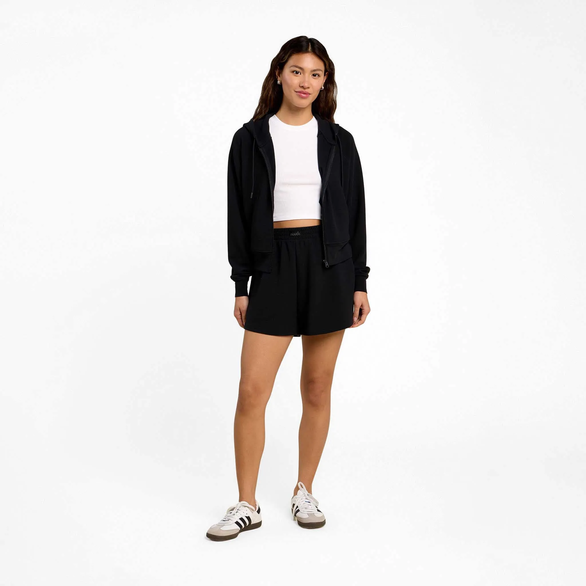 Sporty Waffle Zip Up | Black