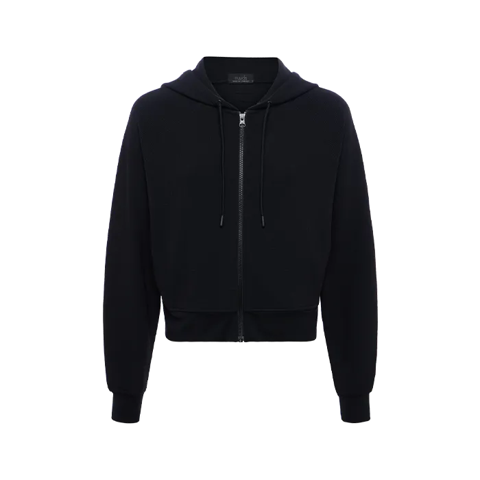 Sporty Waffle Zip Up | Black