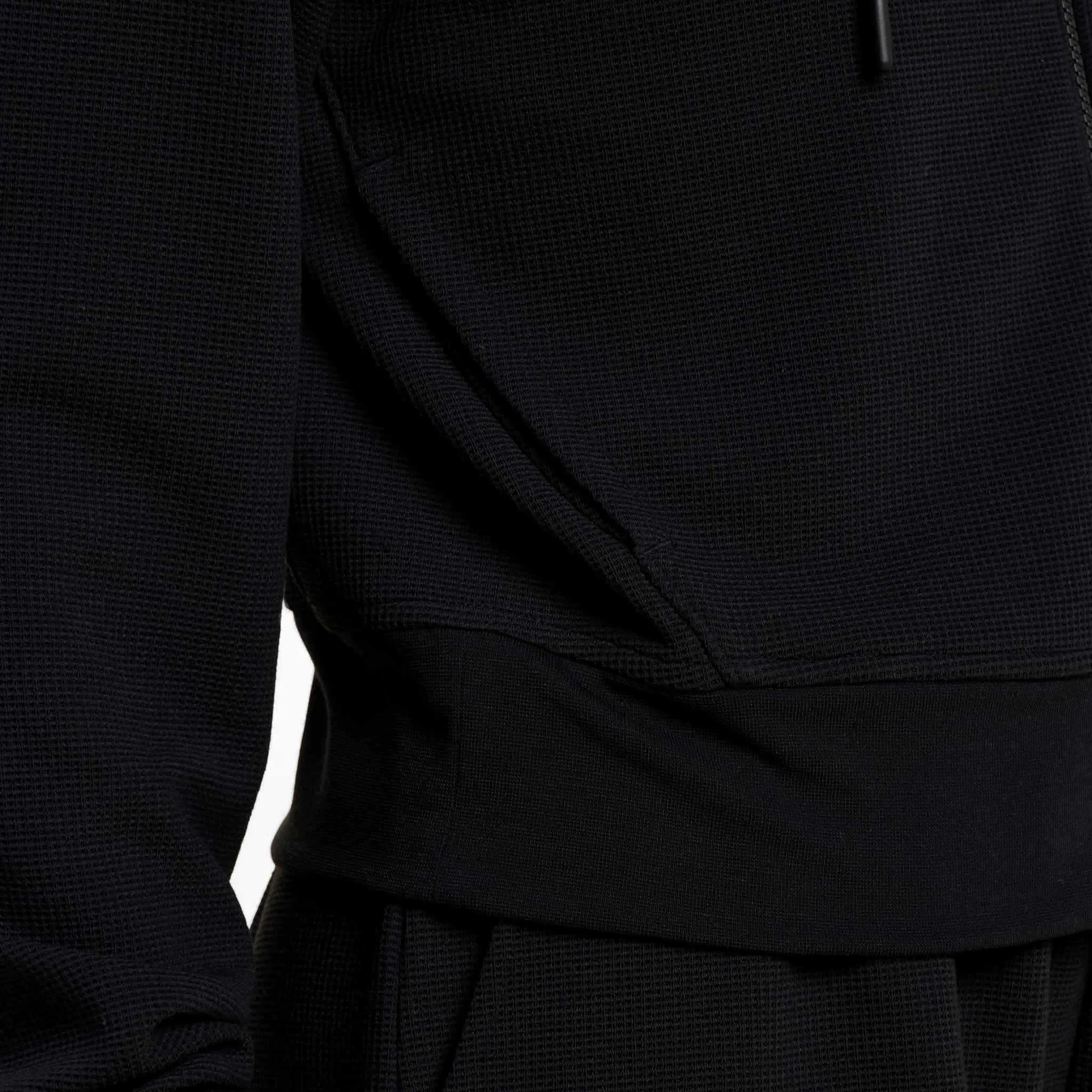 Sporty Waffle Zip Up | Black