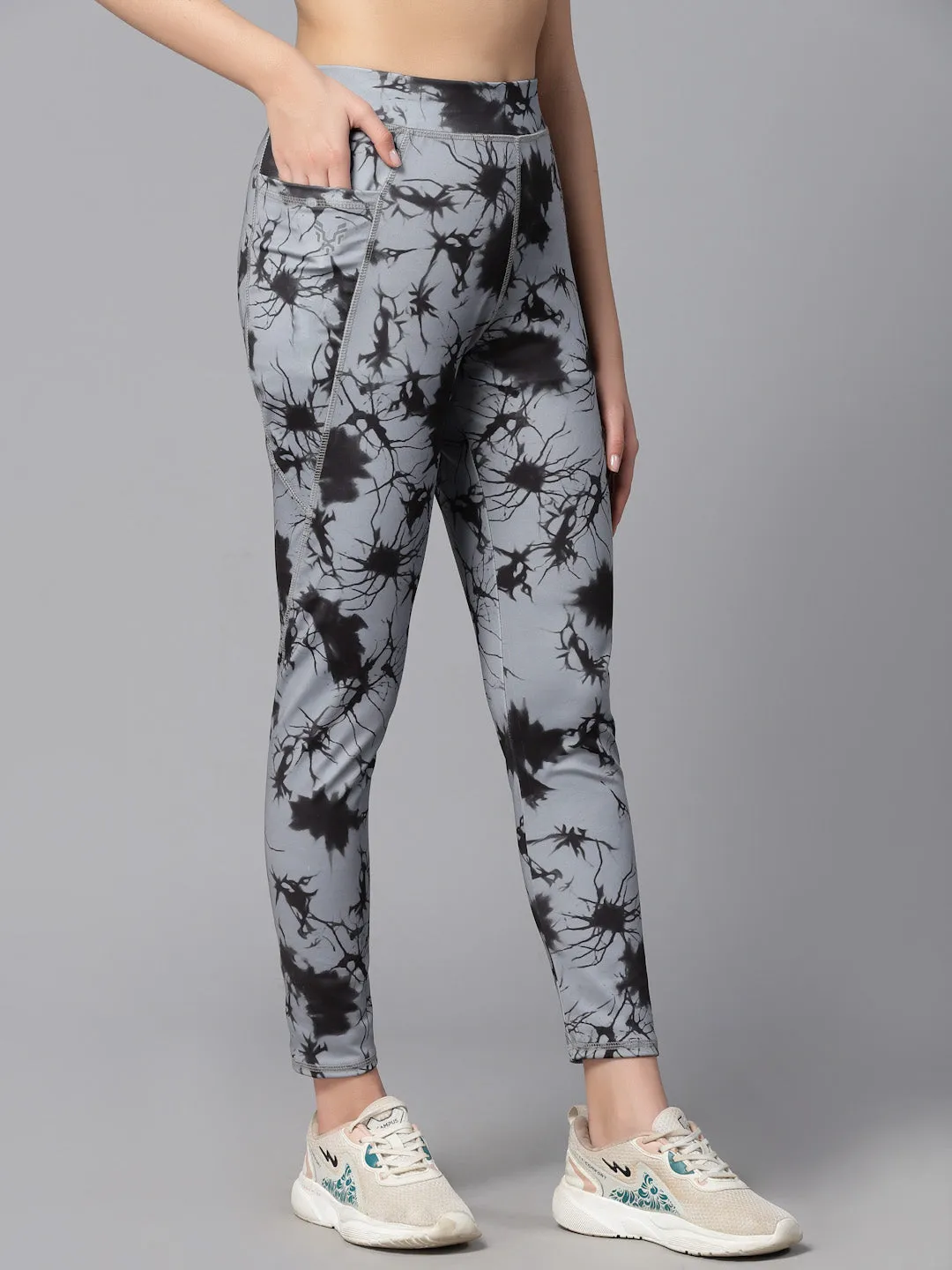 UZARUS Gym wear Premium Printed Active wear 4 way Leggings Workout Pants with Side Pockets/Stretchable Tights/Highwaist Sports Fitness Yoga Track Pants for Women & Girls